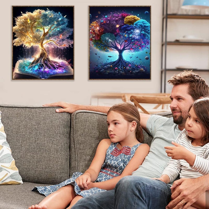 Tiwabb Tree of Life Stamped Cross Stitch Kits - Counted Cross Stitch Kits for Beginners Adults,11 CT Patterns Dimensions Embroidery Kits Arts Craft Kits,for Gift and Home Decor 12 x 16in - Image 3